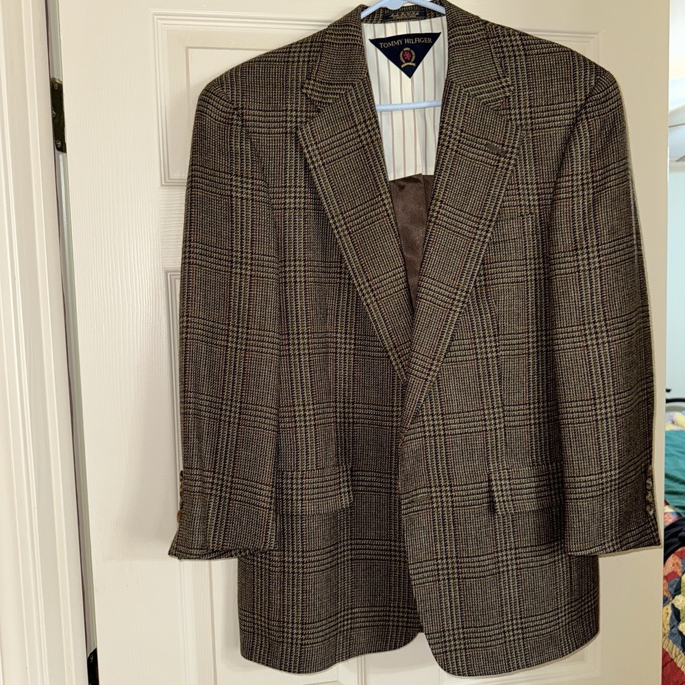 Tommy Hilfiger‎ brown Plaid merino wool sportcoat 39R